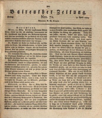 Bayreuther Zeitung Freitag 9. April 1824