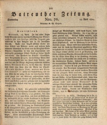 Bayreuther Zeitung Donnerstag 15. April 1824