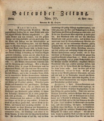 Bayreuther Zeitung Freitag 16. April 1824