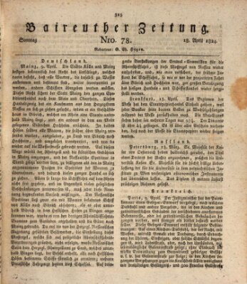 Bayreuther Zeitung Sonntag 18. April 1824