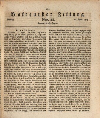 Bayreuther Zeitung Montag 26. April 1824