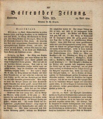 Bayreuther Zeitung Donnerstag 29. April 1824