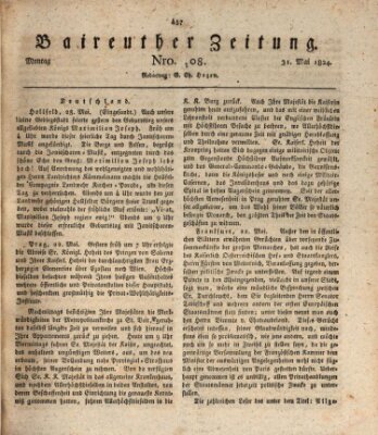 Bayreuther Zeitung Montag 31. Mai 1824