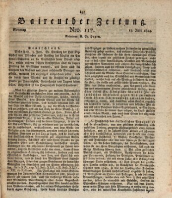 Bayreuther Zeitung Sonntag 13. Juni 1824