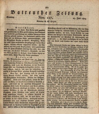 Bayreuther Zeitung Sonntag 27. Juni 1824