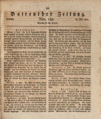 Bayreuther Zeitung Dienstag 13. Juli 1824