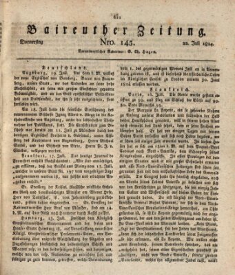 Bayreuther Zeitung Donnerstag 22. Juli 1824