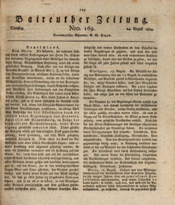 Bayreuther Zeitung Dienstag 24. August 1824