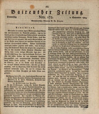 Bayreuther Zeitung Donnerstag 2. September 1824