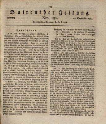 Bayreuther Zeitung Sonntag 12. September 1824