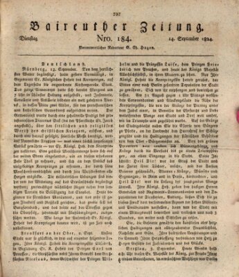 Bayreuther Zeitung Dienstag 14. September 1824