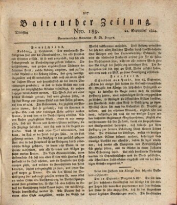 Bayreuther Zeitung Dienstag 21. September 1824