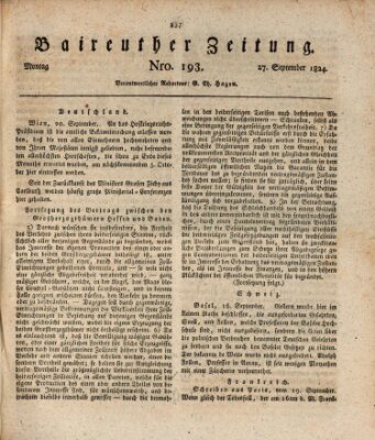 Bayreuther Zeitung Montag 27. September 1824