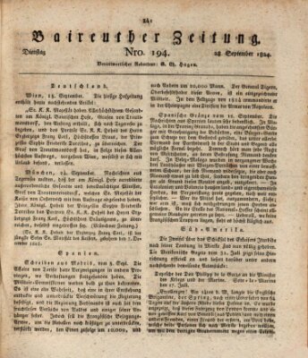 Bayreuther Zeitung Dienstag 28. September 1824