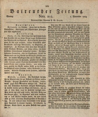 Bayreuther Zeitung Montag 1. November 1824