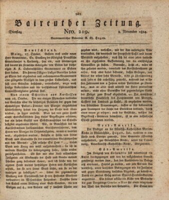 Bayreuther Zeitung Dienstag 2. November 1824