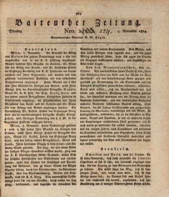 Bayreuther Zeitung Dienstag 9. November 1824