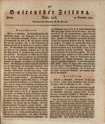 Bayreuther Zeitung Freitag 12. November 1824