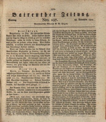 Bayreuther Zeitung Sonntag 28. November 1824