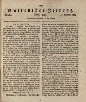 Bayreuther Zeitung Dienstag 30. November 1824