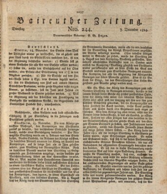 Bayreuther Zeitung Dienstag 7. Dezember 1824