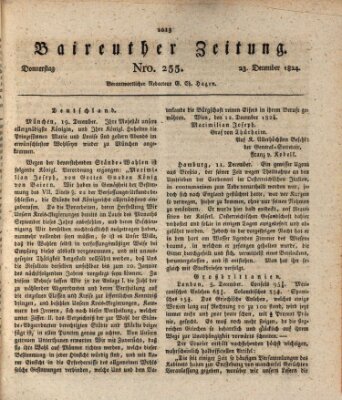 Bayreuther Zeitung Donnerstag 23. Dezember 1824