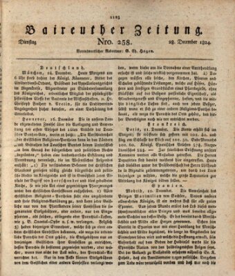 Bayreuther Zeitung Dienstag 28. Dezember 1824