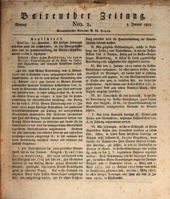 Bayreuther Zeitung Montag 3. Januar 1825