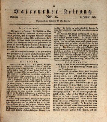 Bayreuther Zeitung Sonntag 9. Januar 1825