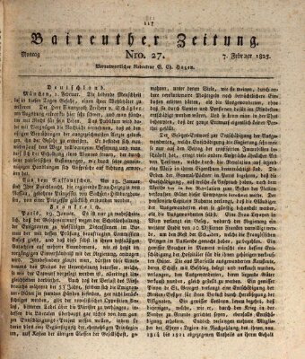 Bayreuther Zeitung Montag 7. Februar 1825