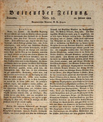 Bayreuther Zeitung Donnerstag 10. Februar 1825