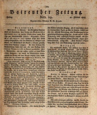 Bayreuther Zeitung Freitag 11. Februar 1825