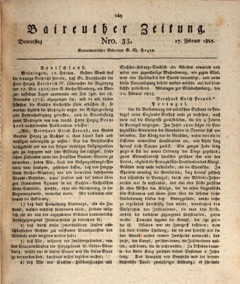 Bayreuther Zeitung Donnerstag 17. Februar 1825