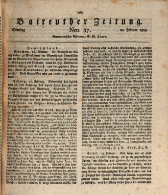 Bayreuther Zeitung Dienstag 22. Februar 1825