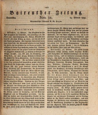 Bayreuther Zeitung Donnerstag 24. Februar 1825