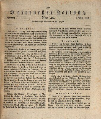 Bayreuther Zeitung Sonntag 6. März 1825