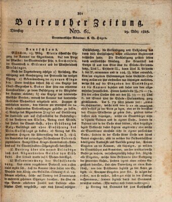 Bayreuther Zeitung Dienstag 29. März 1825