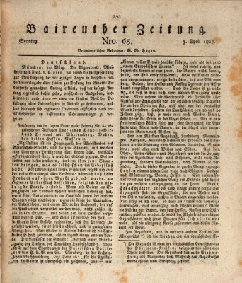 Bayreuther Zeitung Sonntag 3. April 1825