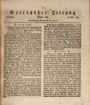 Bayreuther Zeitung Dienstag 5. April 1825