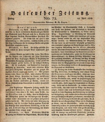 Bayreuther Zeitung Freitag 15. April 1825