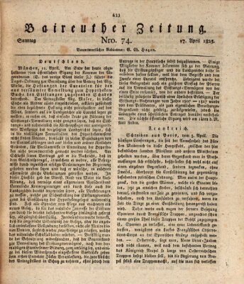 Bayreuther Zeitung Sonntag 17. April 1825