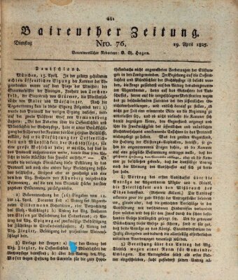 Bayreuther Zeitung Dienstag 19. April 1825