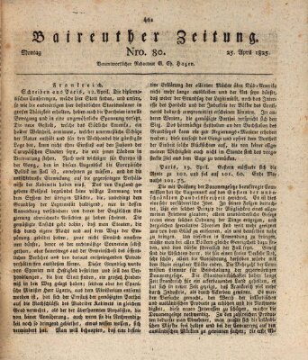 Bayreuther Zeitung Montag 25. April 1825