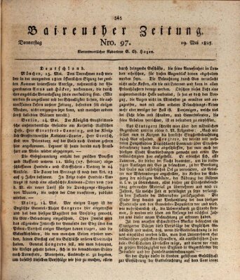 Bayreuther Zeitung Donnerstag 19. Mai 1825