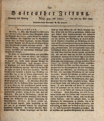 Bayreuther Zeitung Sonntag 22. Mai 1825