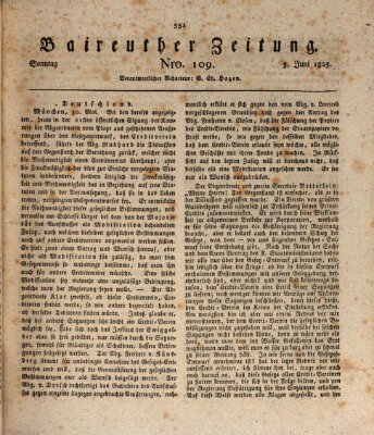 Bayreuther Zeitung Sonntag 5. Juni 1825