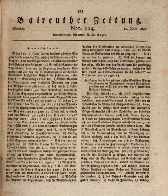 Bayreuther Zeitung Sonntag 12. Juni 1825