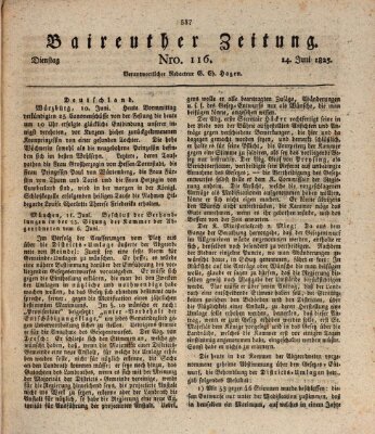 Bayreuther Zeitung Dienstag 14. Juni 1825