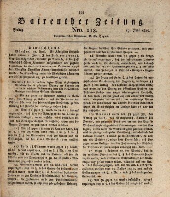 Bayreuther Zeitung Freitag 17. Juni 1825