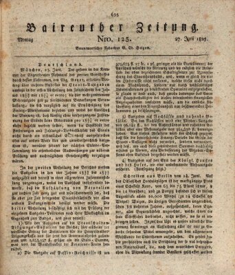 Bayreuther Zeitung Montag 27. Juni 1825